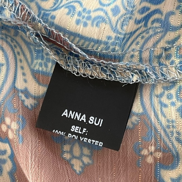 Anna Sui Women's Sz PS Petite Small Blue, Purple, Shimmery Kimono w/ Leaf Fringe - Picture 7 of 9